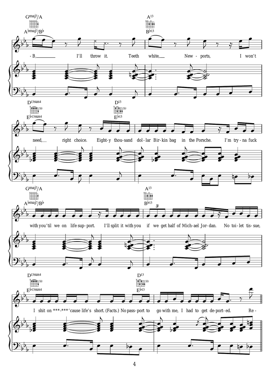 Heatstroke (featuring Young Thug, Pharrell and Ariana Grande) Piano, Vocal scores gallery preview page 4