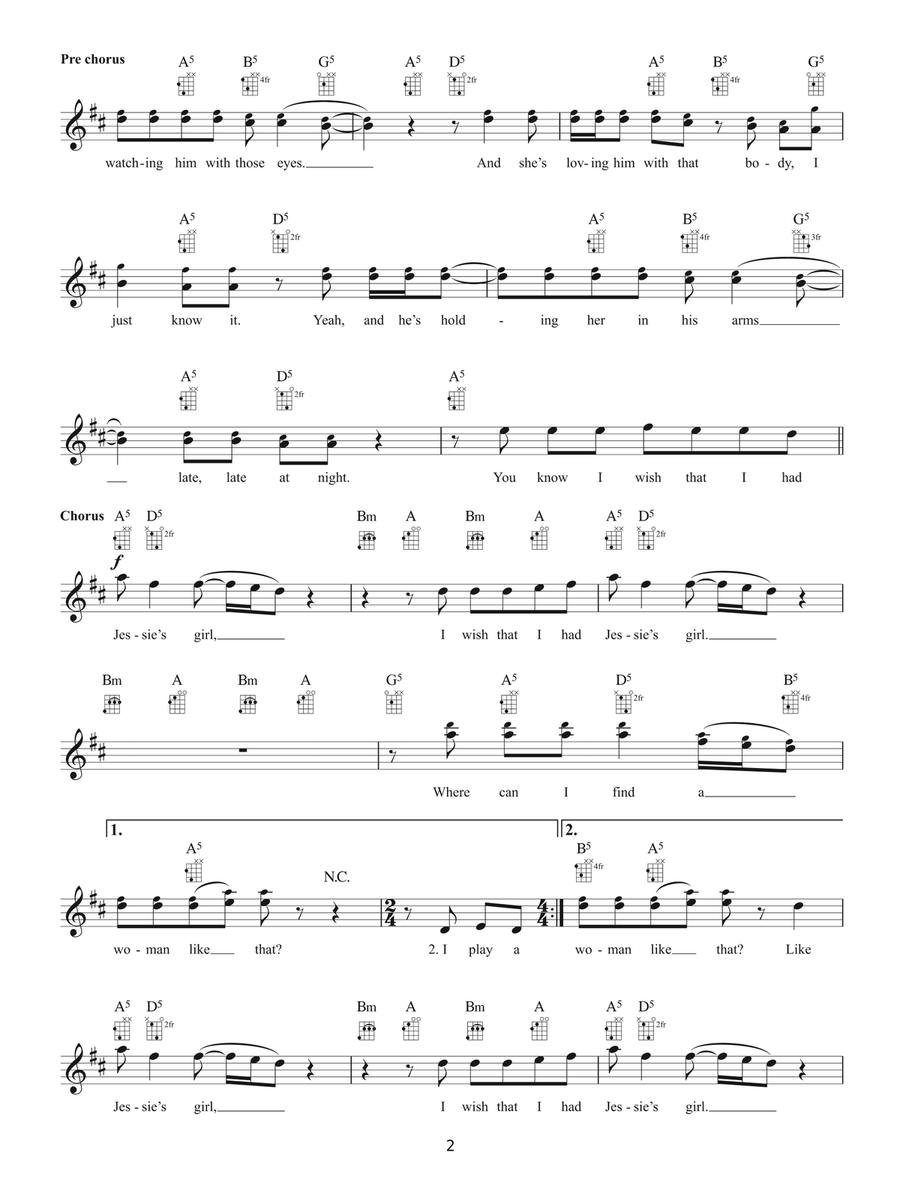 Jessie's Girl Jessie's Girl Ukulele scores gallery preview page 2