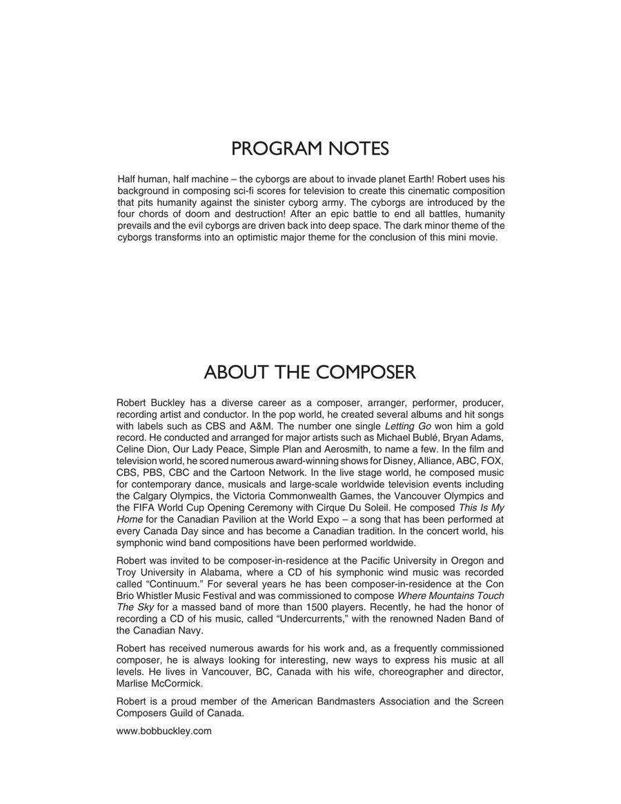 Attack of the Cyborgs - Conductor Score (Full Score) Concert Band scores gallery preview page 2
