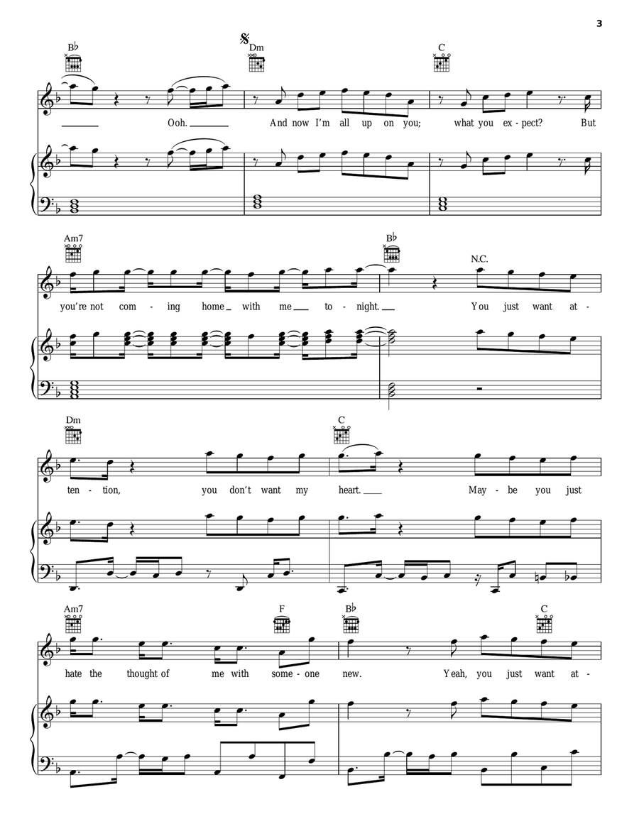 Attention Attention Piano, Vocal, Guitar scores gallery preview page 3