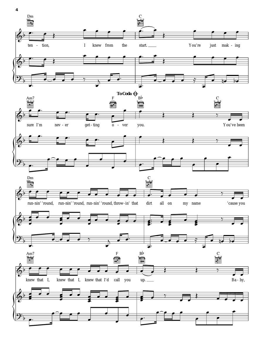 Attention Attention Piano, Vocal, Guitar scores gallery preview page 4