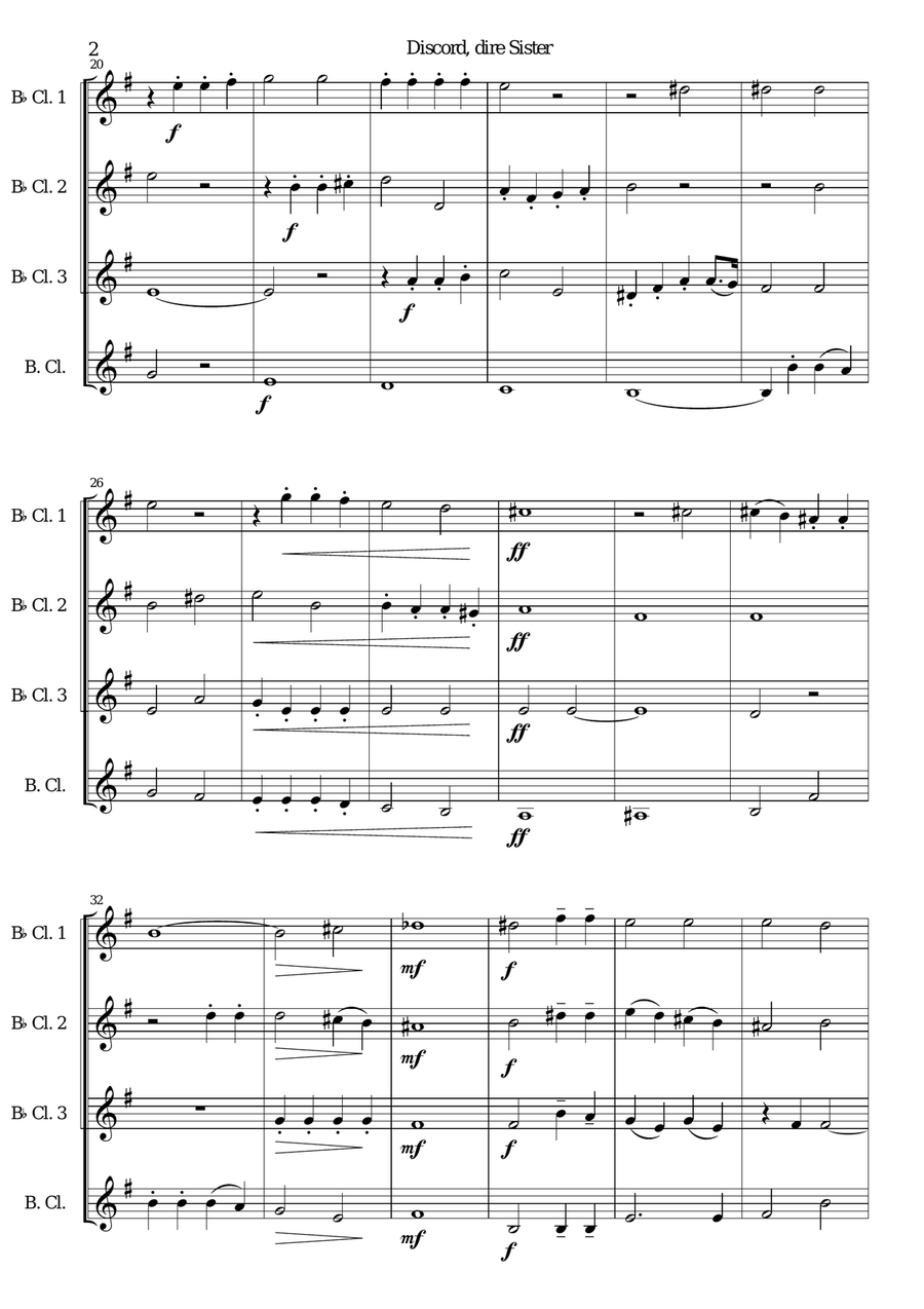 Discord, dire sister for clarinet quartet Clarinet Quartet scores gallery preview page 2