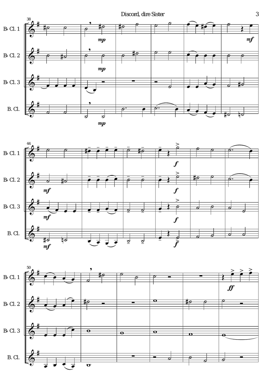 Discord, dire sister for clarinet quartet Clarinet Quartet scores gallery preview page 3