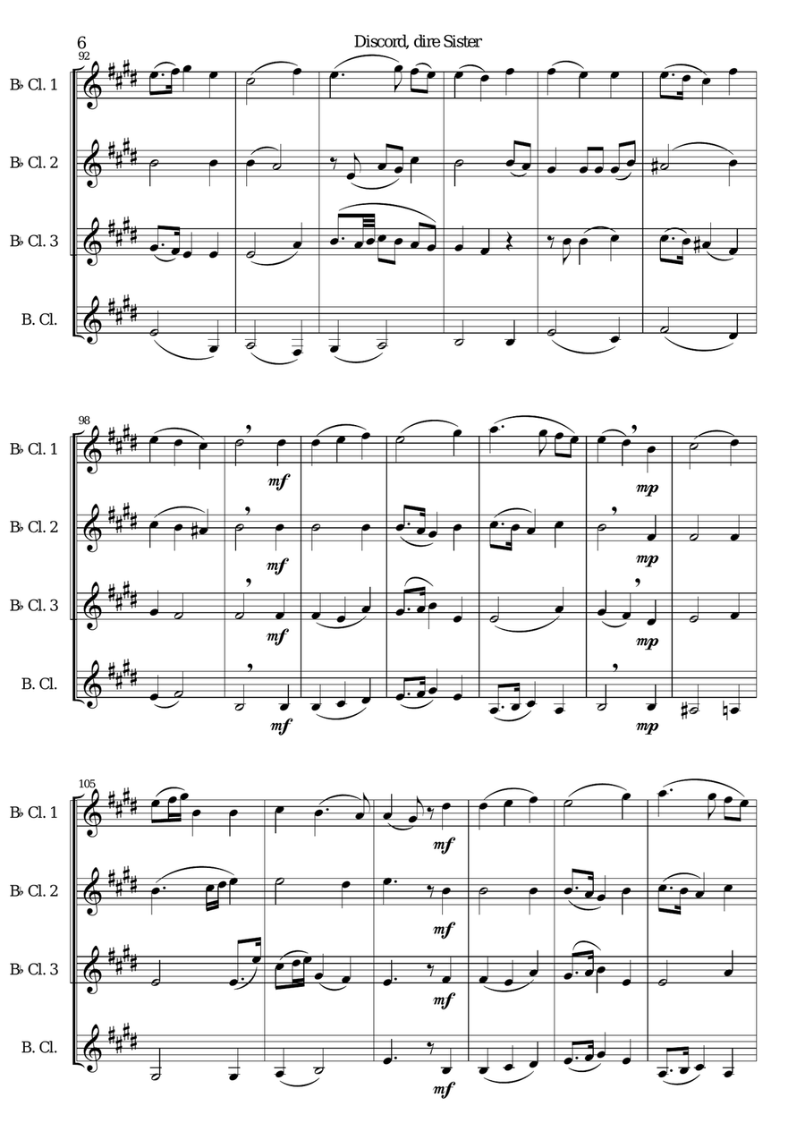 Discord, dire sister for clarinet quartet Clarinet Quartet scores gallery preview page 6