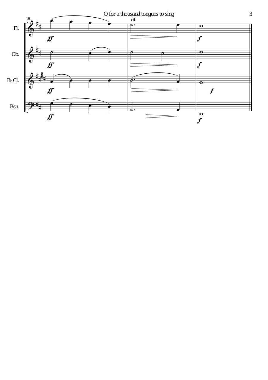 O for a thousand tongues to sing for wind quartet Woodwind Quartet scores gallery preview page 3