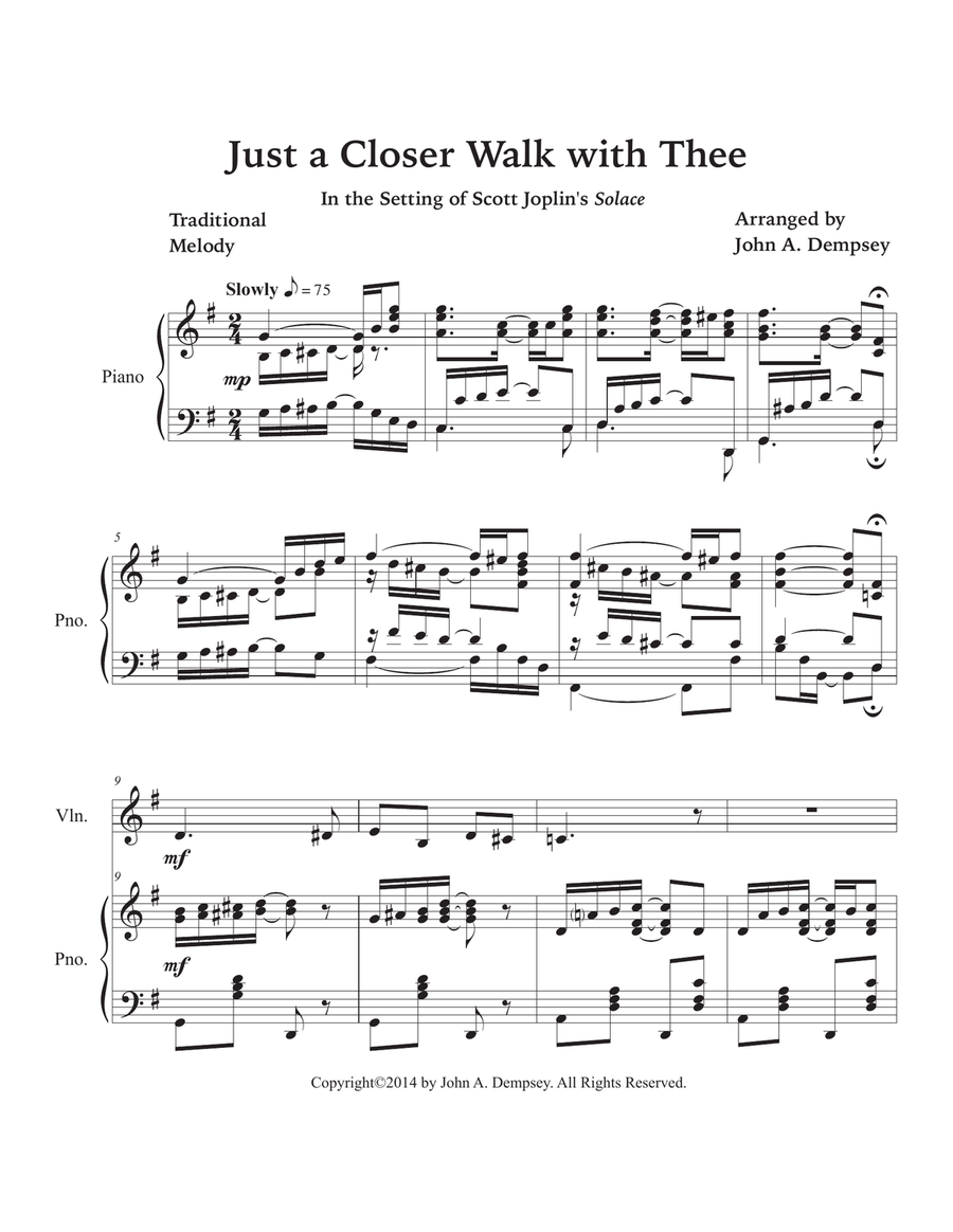 Just a Closer Walk with Thee / Solace (in G Major): Violin and Piano Violin Solo scores gallery preview page 5