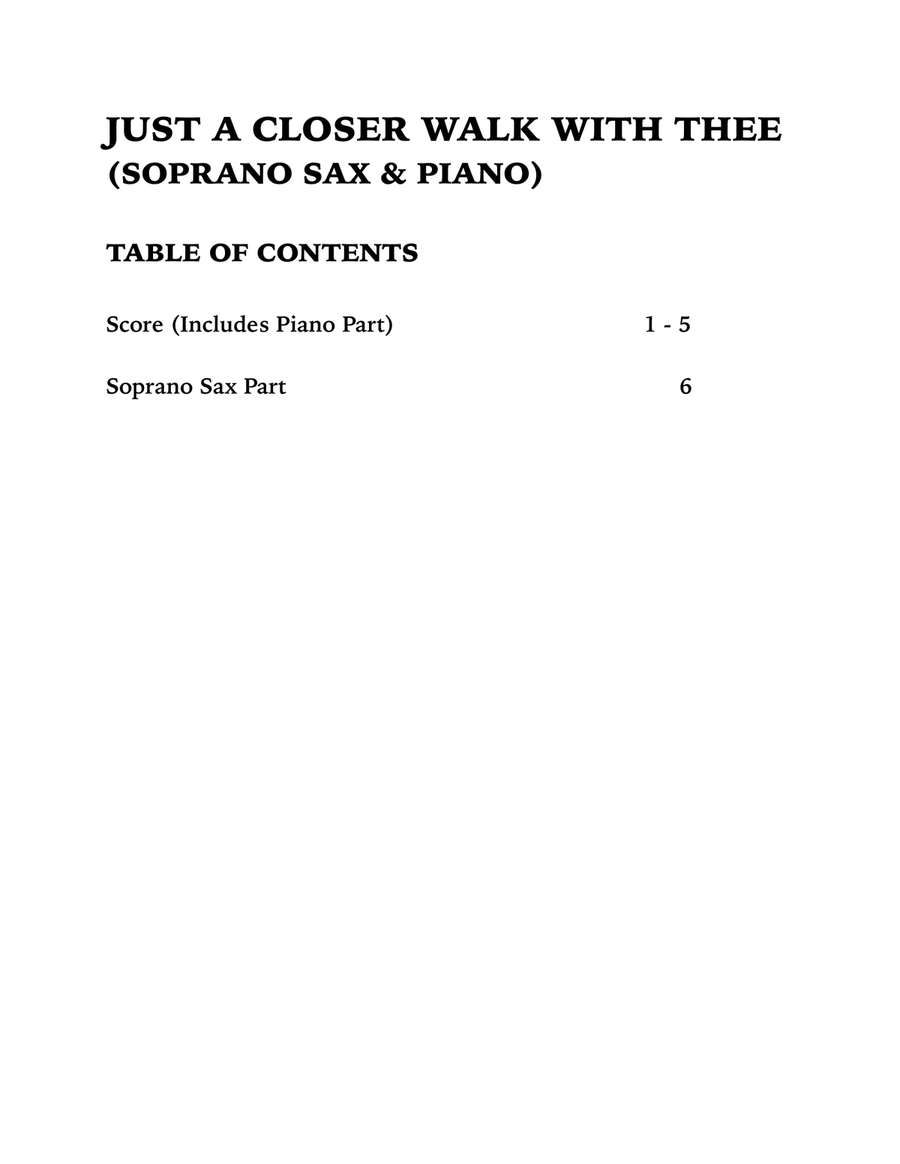 Just a Closer Walk with Thee / Solace (Soprano Sax and Piano) Soprano Saxophone scores gallery preview page 4
