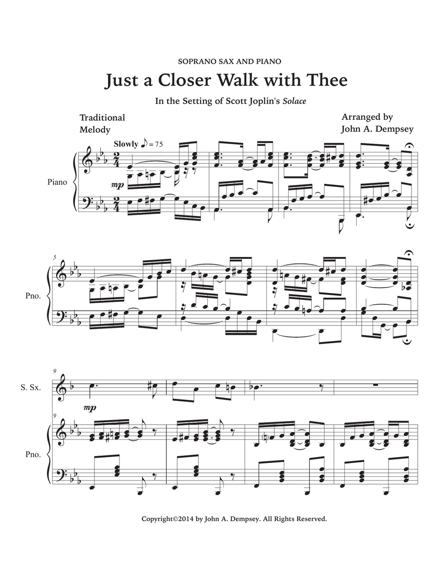 Just a Closer Walk with Thee / Solace (Soprano Sax and Piano) Soprano Saxophone scores gallery preview page 5