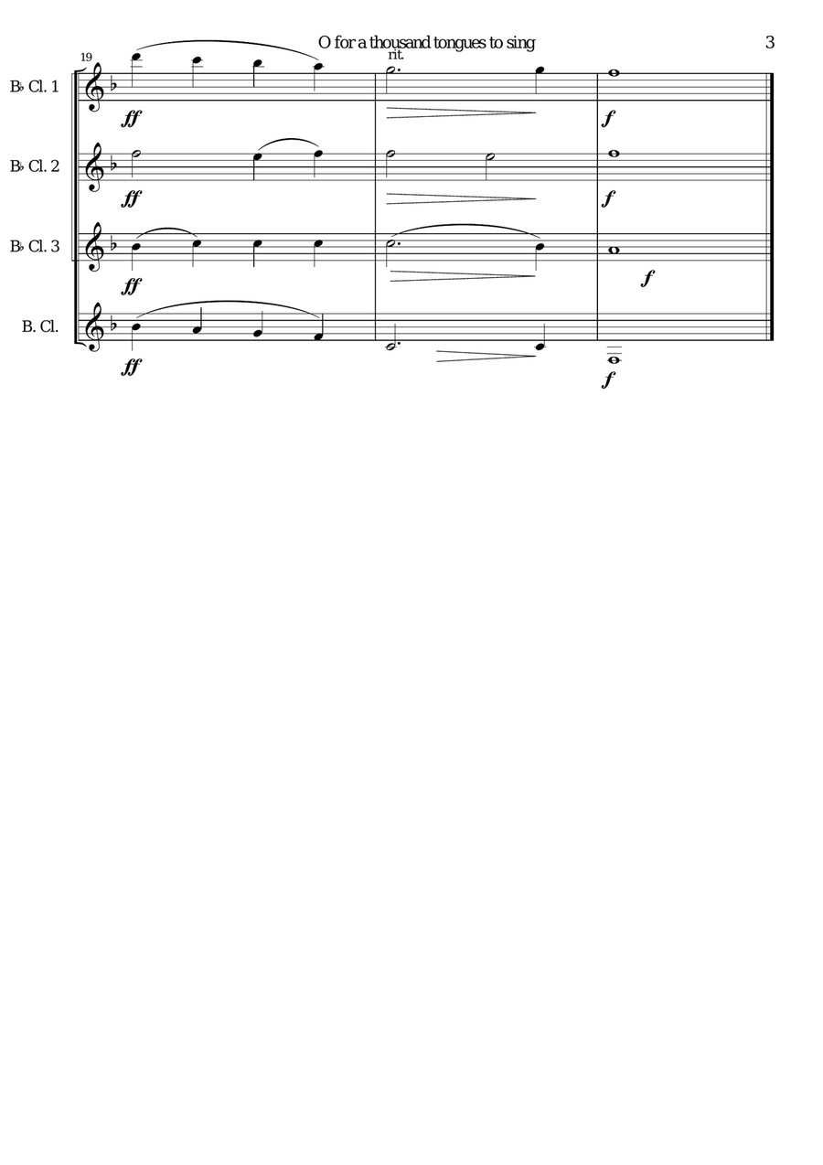 O for a thousand tongues to sing for clarinet quartet Clarinet Quartet scores gallery preview page 3