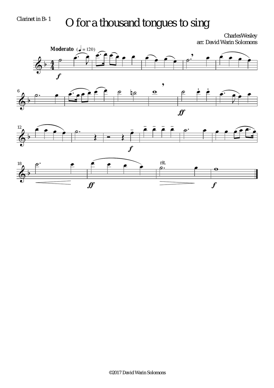 O for a thousand tongues to sing for clarinet quartet Clarinet Quartet scores gallery preview page 4