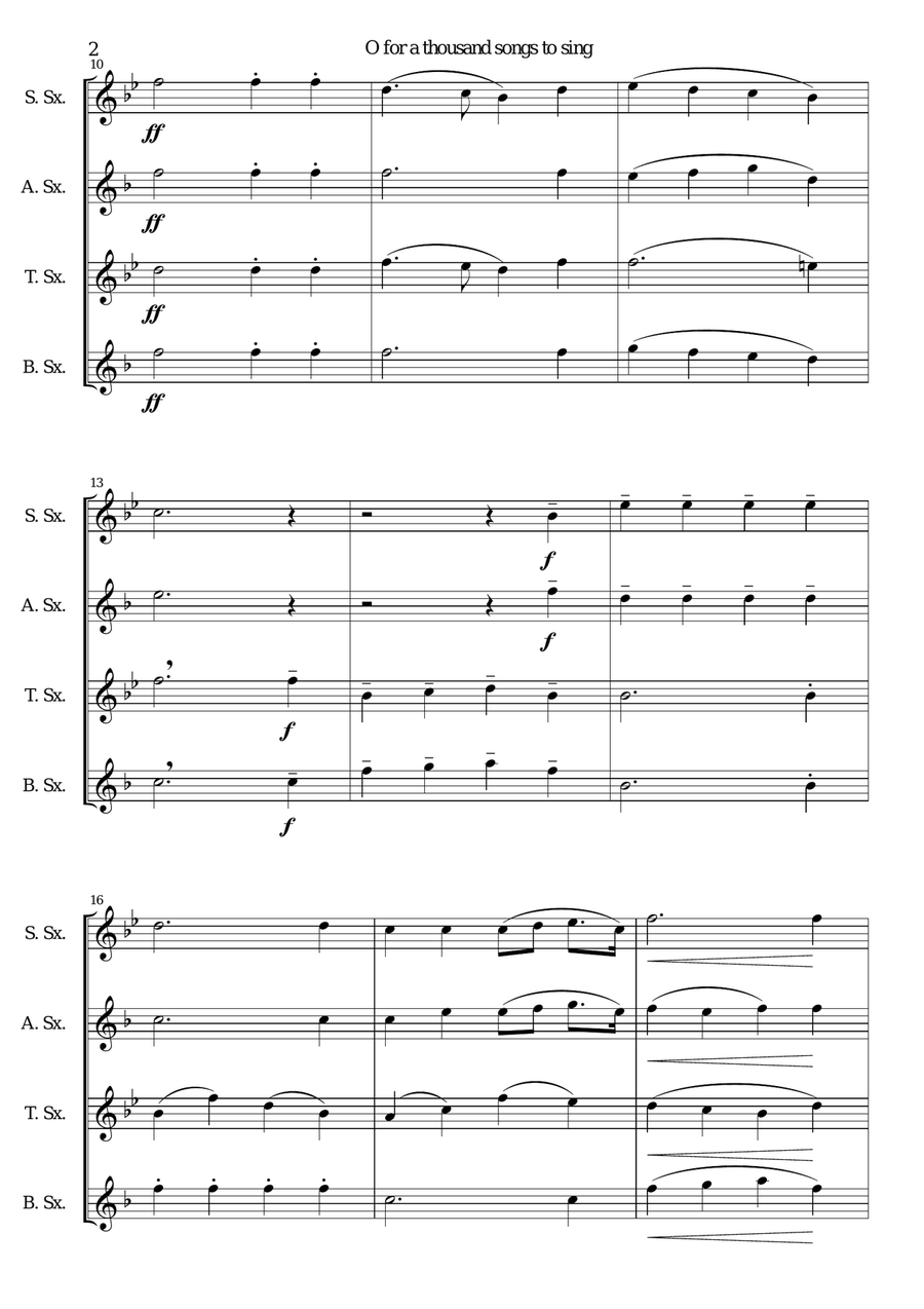 O for a thousand tongues to sing for saxophone quartet Saxophone Quartet scores gallery preview page 2