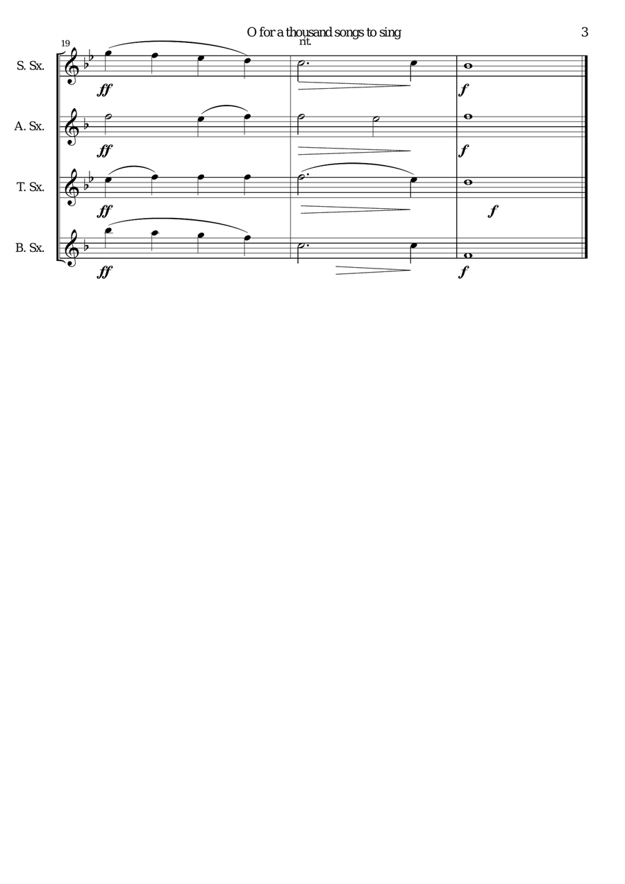 O for a thousand tongues to sing for saxophone quartet Saxophone Quartet scores gallery preview page 3
