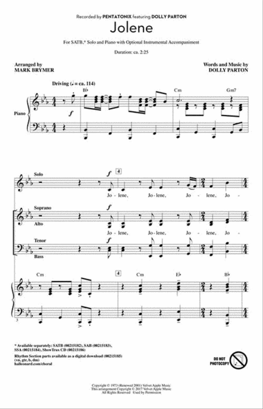 Jolene Choir scores gallery preview page 2