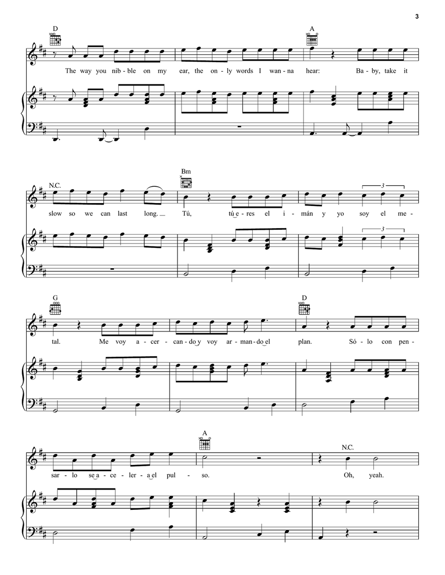 Despacito Despacito Piano, Vocal, Guitar scores gallery preview page 3