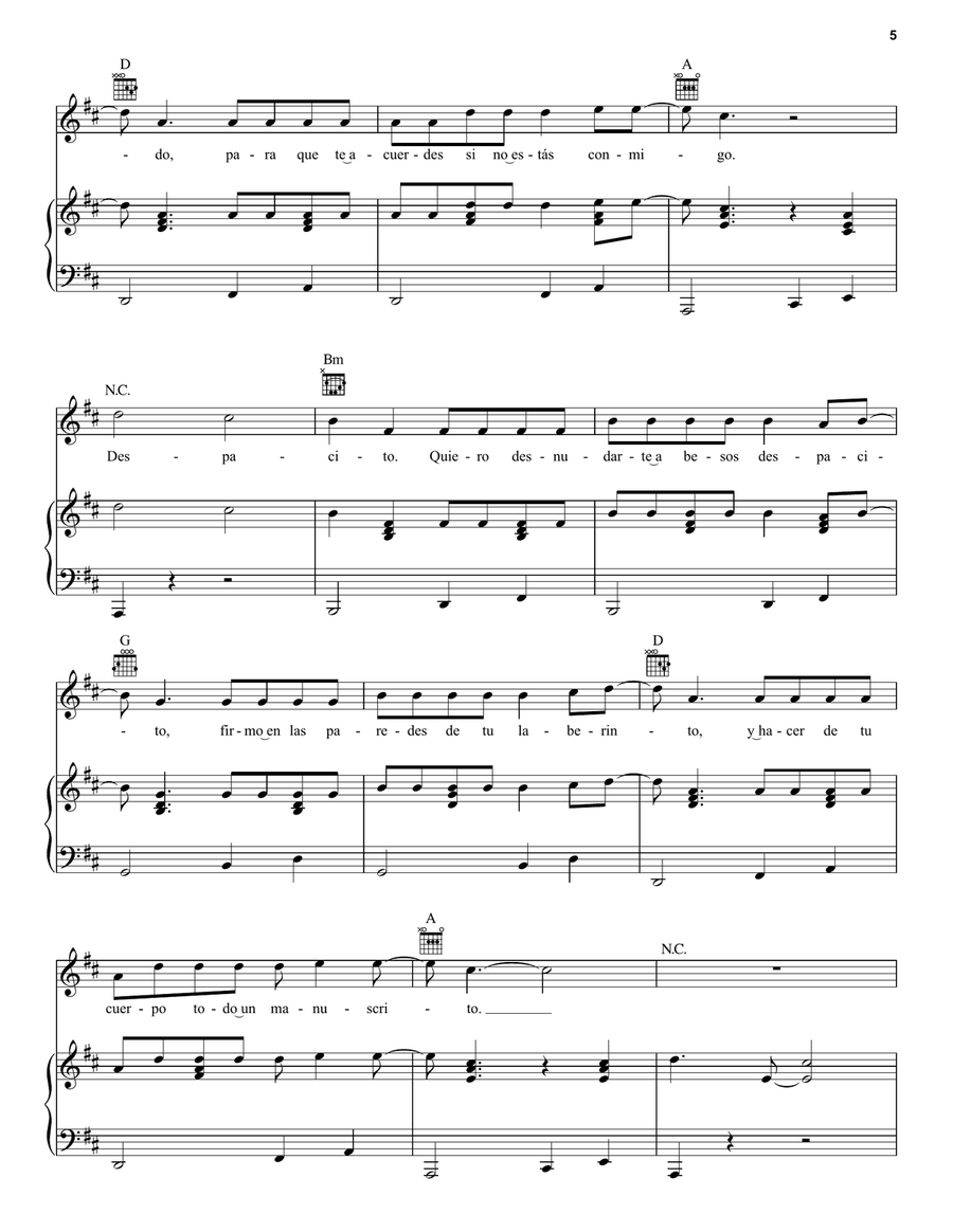 Despacito Despacito Piano, Vocal, Guitar scores gallery preview page 5