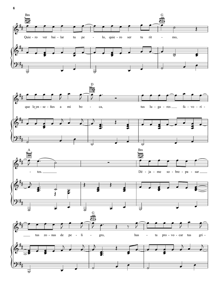 Despacito Despacito Piano, Vocal, Guitar scores gallery preview page 6