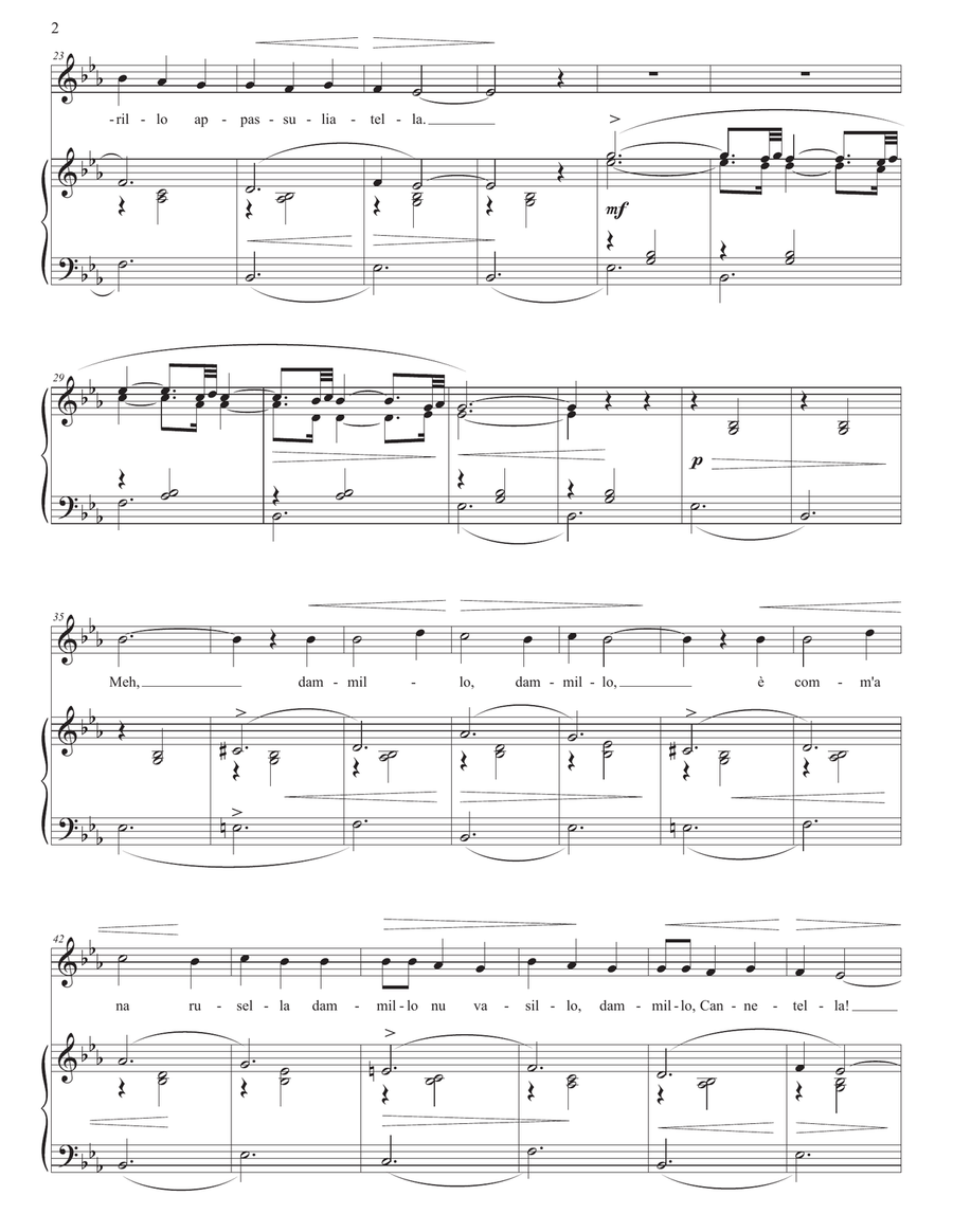 TOSTI: 'A vucchella (transposed to E-flat major) Piano, Vocal scores gallery preview page 3