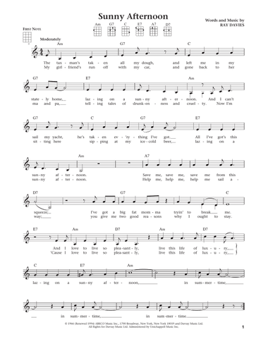 Sunny Afternoon (from The Daily Ukulele) (arr. Liz and Jim Beloff)
