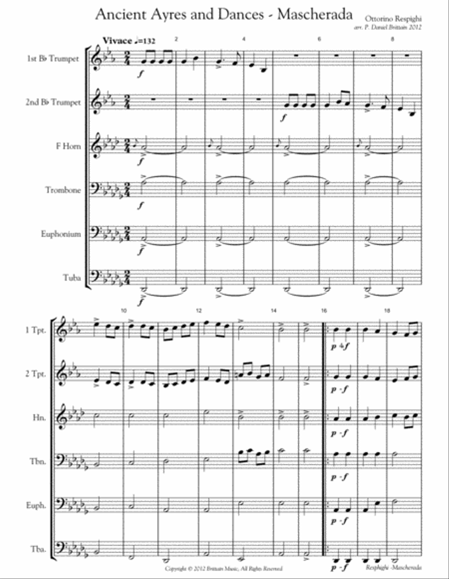 Mascherada from Ancient Ayres and Dances Brass Ensemble scores gallery preview page 3