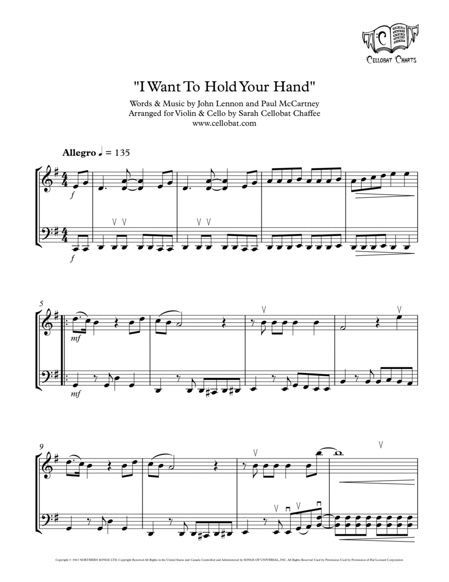 I Want To Hold Your Hand String Duet scores gallery preview page 1