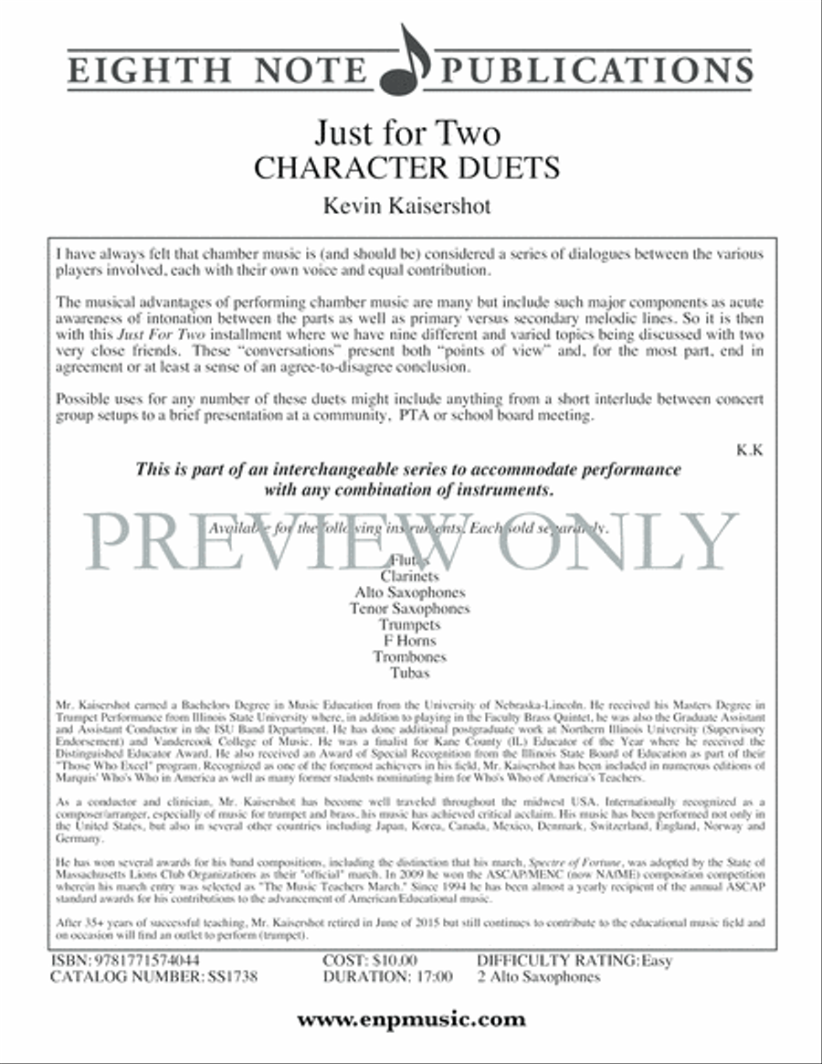 Just for Two -- Character Duets Small Ensemble scores gallery preview page 2