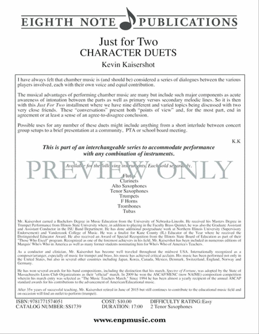Just for Two -- Character Duets Small Ensemble scores gallery preview page 2