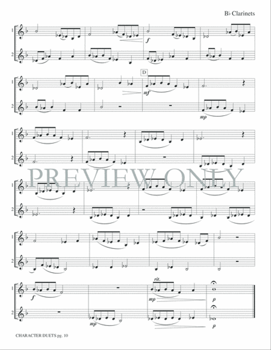 Just for Two -- Character Duets Clarinet Duet scores gallery preview page 12