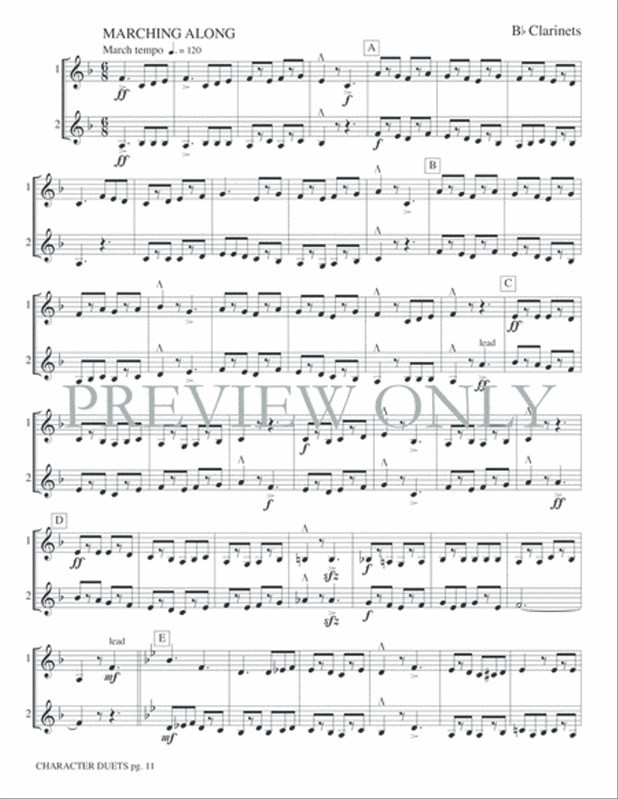 Just for Two -- Character Duets Clarinet Duet scores gallery preview page 13