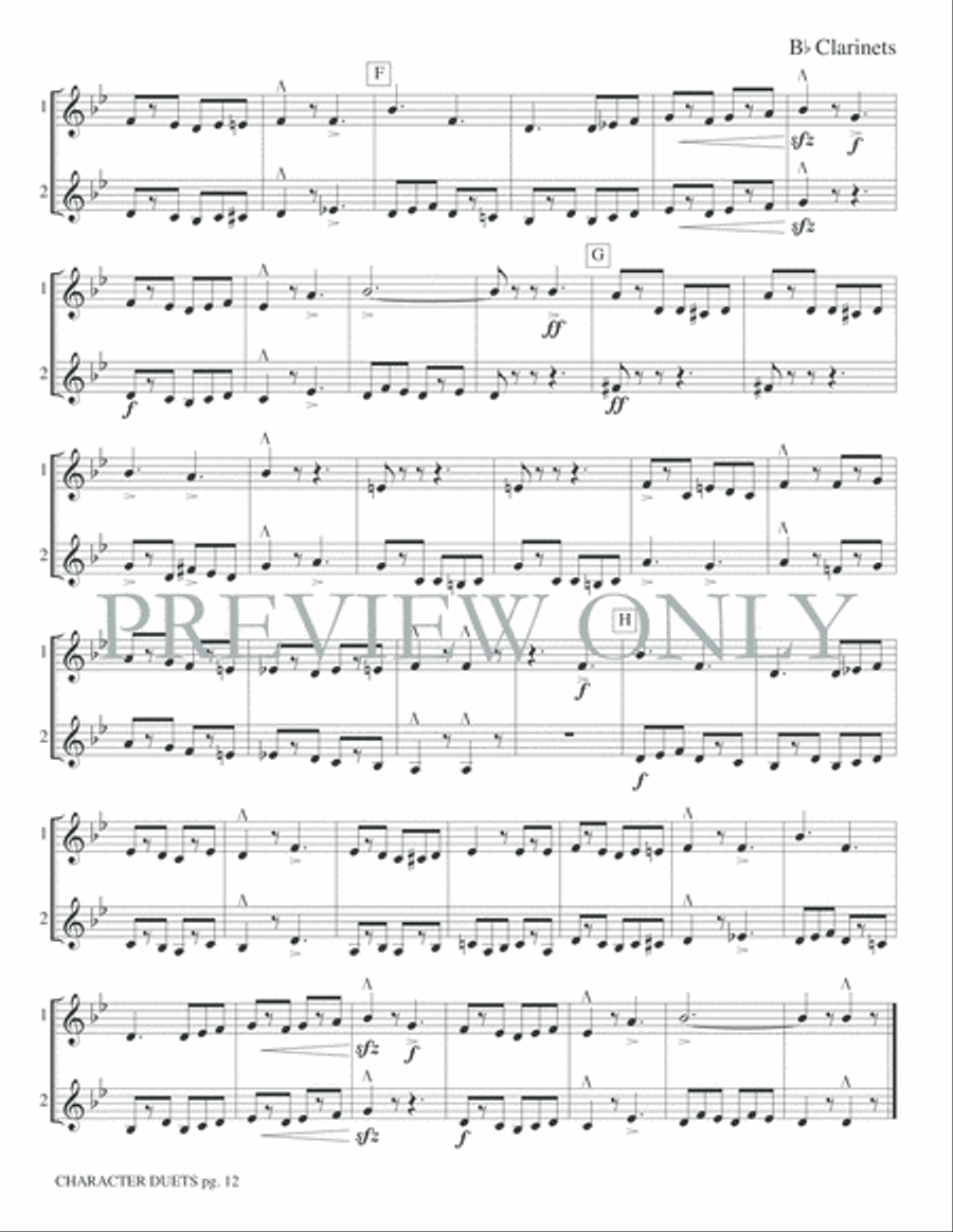 Just for Two -- Character Duets Clarinet Duet scores gallery preview page 14