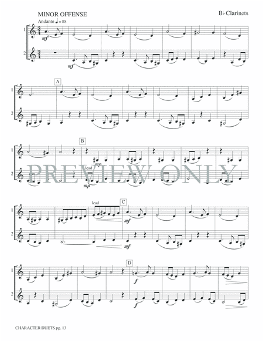 Just for Two -- Character Duets Clarinet Duet scores gallery preview page 15