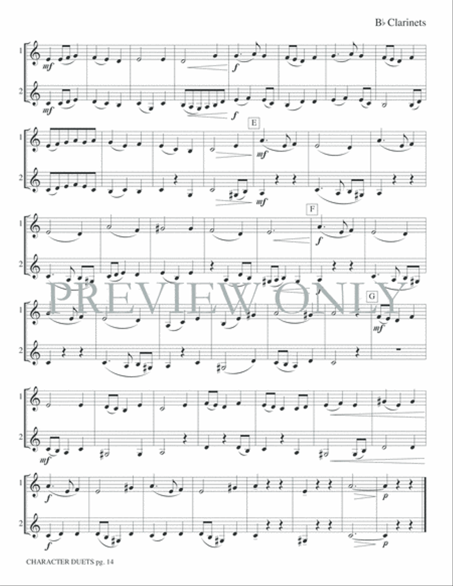 Just for Two -- Character Duets Clarinet Duet scores gallery preview page 16