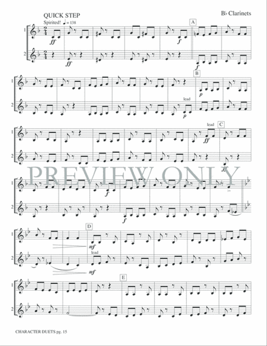Just for Two -- Character Duets Clarinet Duet scores gallery preview page 17