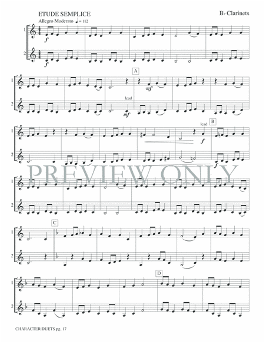 Just for Two -- Character Duets Clarinet Duet scores gallery preview page 19
