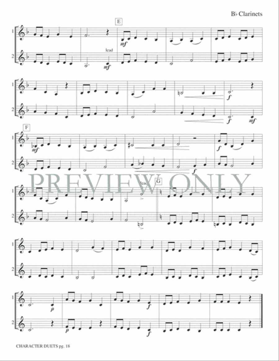 Just for Two -- Character Duets Clarinet Duet scores gallery preview page 20