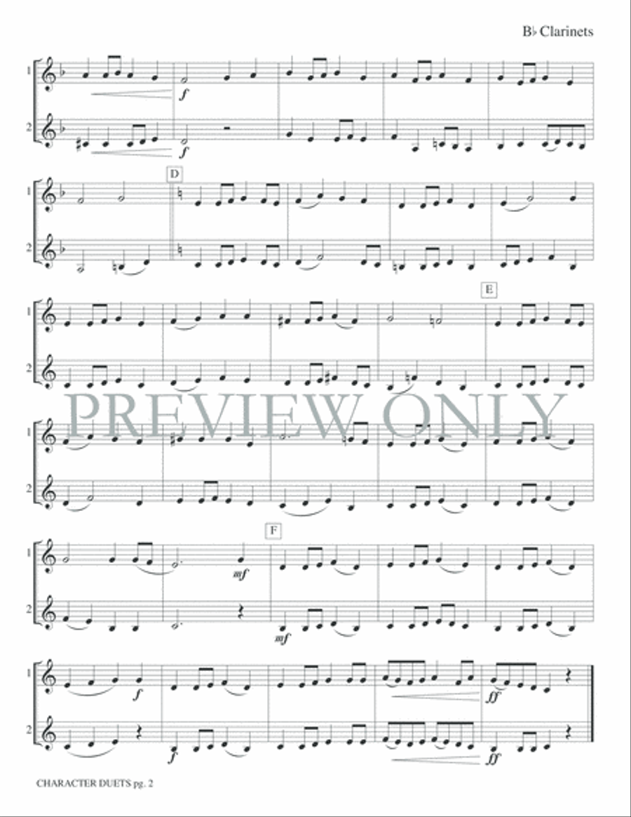 Just for Two -- Character Duets Clarinet Duet scores gallery preview page 4