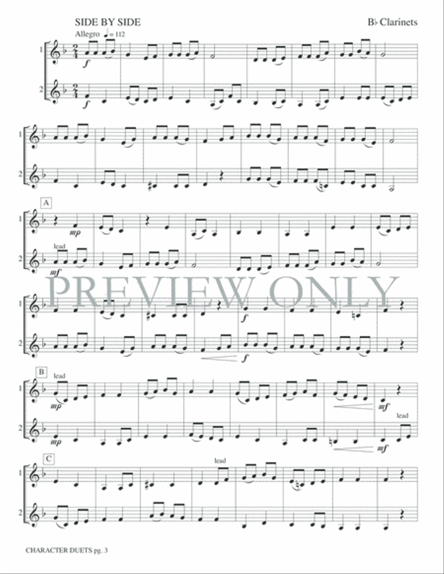 Just for Two -- Character Duets Clarinet Duet scores gallery preview page 5