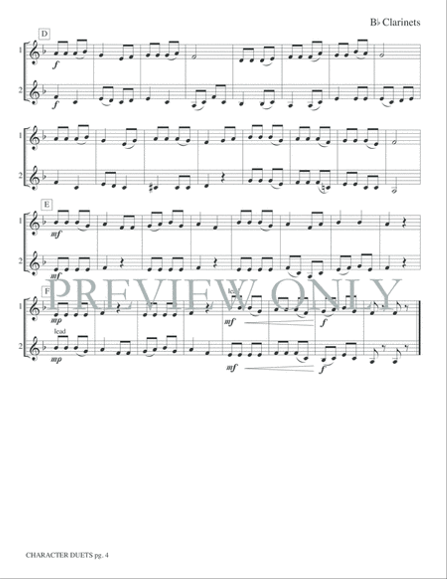 Just for Two -- Character Duets Clarinet Duet scores gallery preview page 6