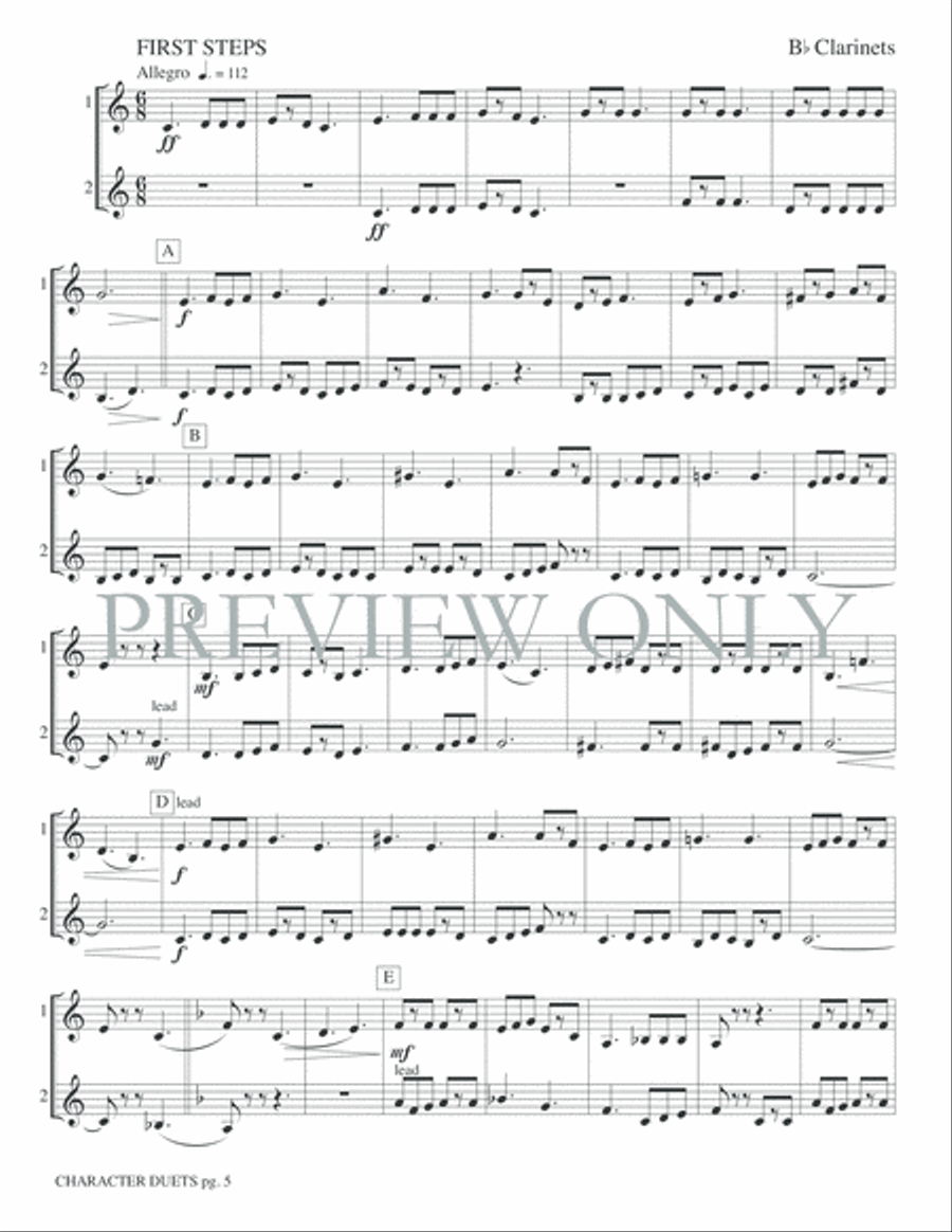 Just for Two -- Character Duets Clarinet Duet scores gallery preview page 7