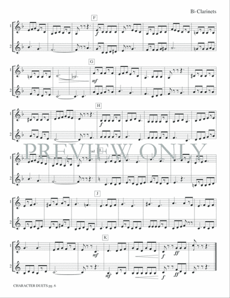Just for Two -- Character Duets Clarinet Duet scores gallery preview page 8