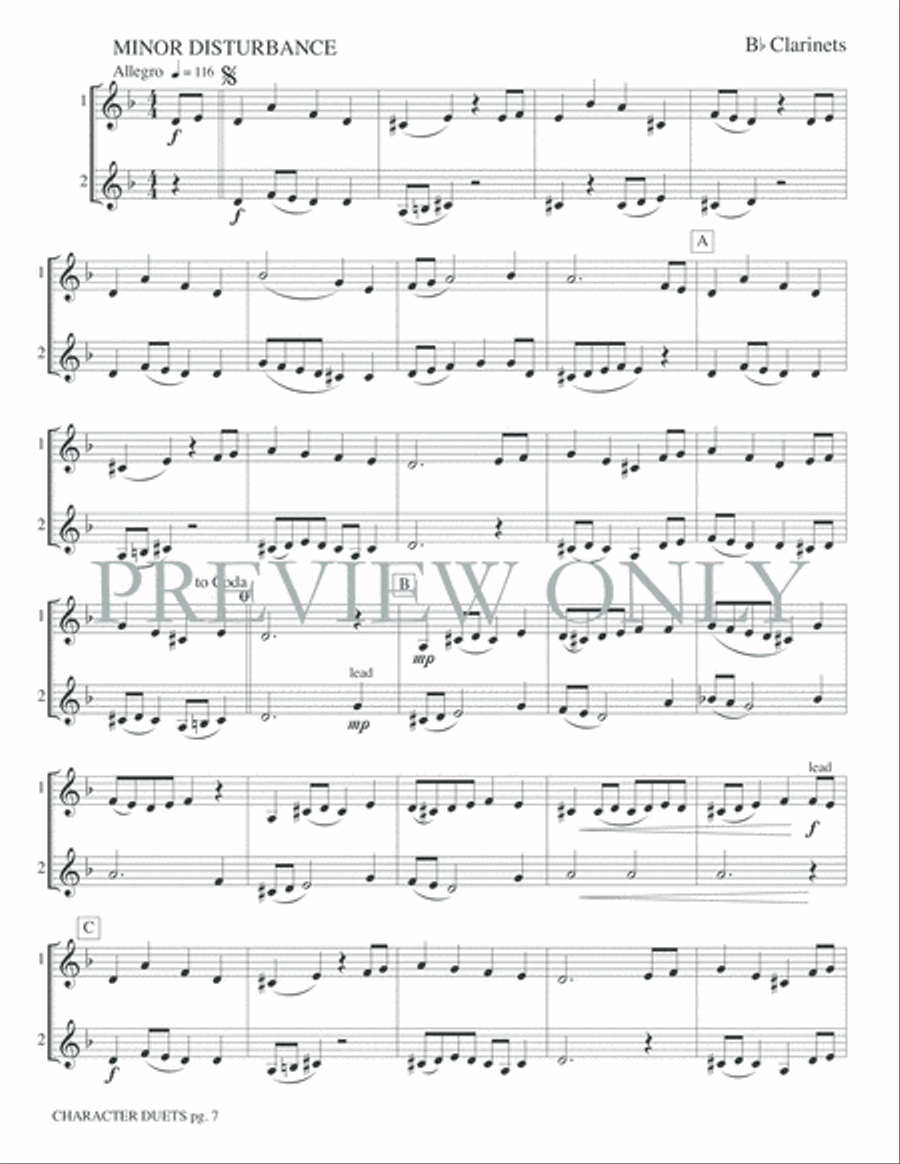 Just for Two -- Character Duets Clarinet Duet scores gallery preview page 9