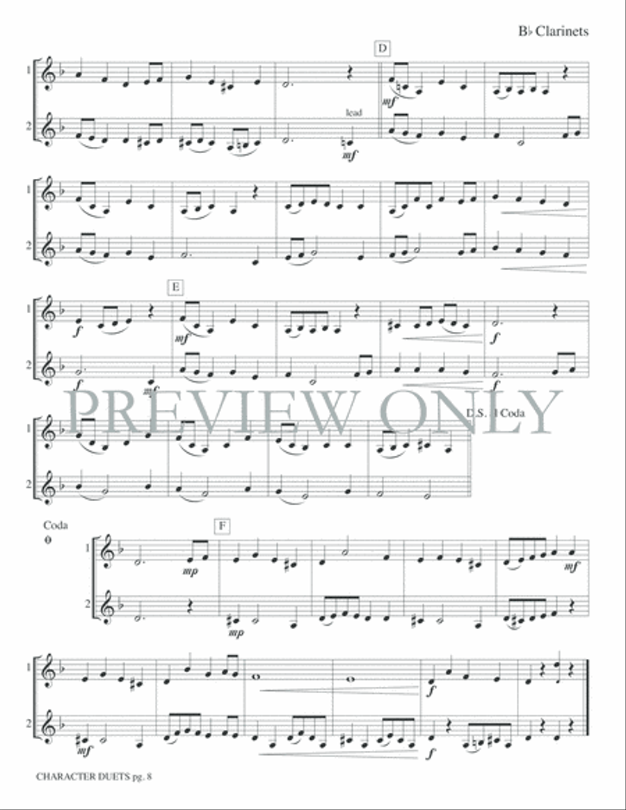 Just for Two -- Character Duets Clarinet Duet scores gallery preview page 10