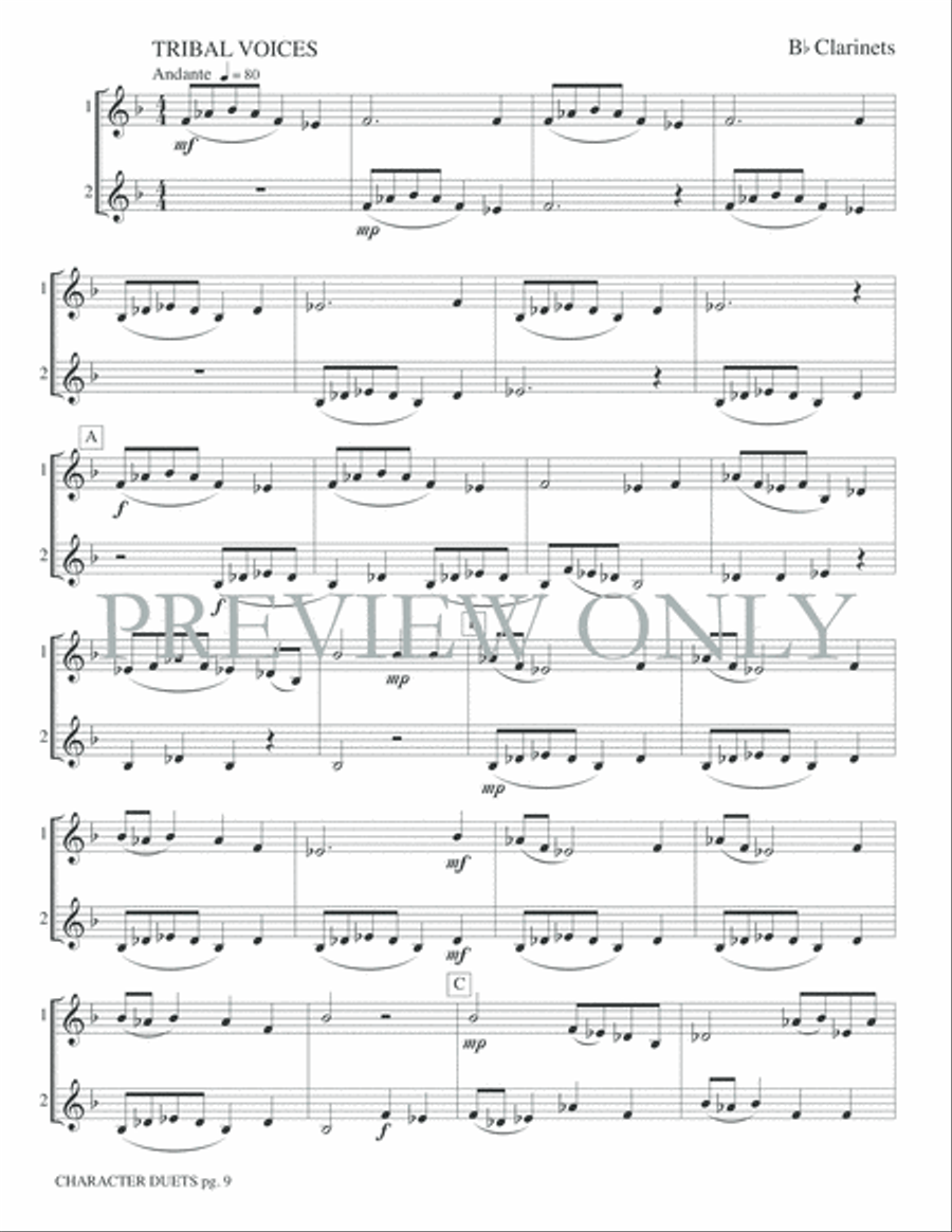 Just for Two -- Character Duets Clarinet Duet scores gallery preview page 11