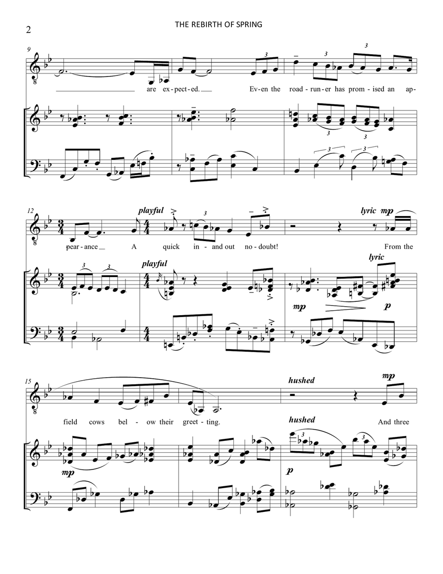 The Rebirth of Spring (Low voice treble clef) Choir scores gallery preview page 2