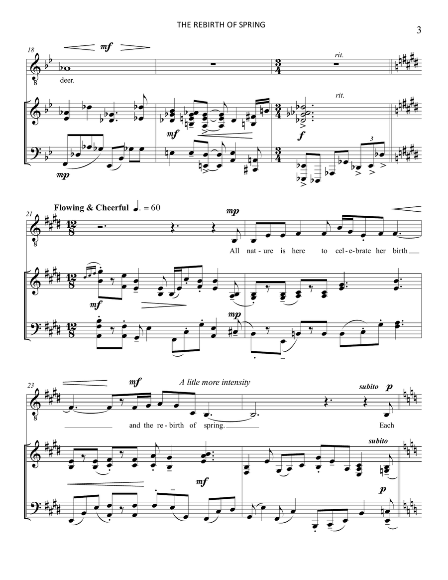 The Rebirth of Spring (Low voice treble clef) Choir scores gallery preview page 3