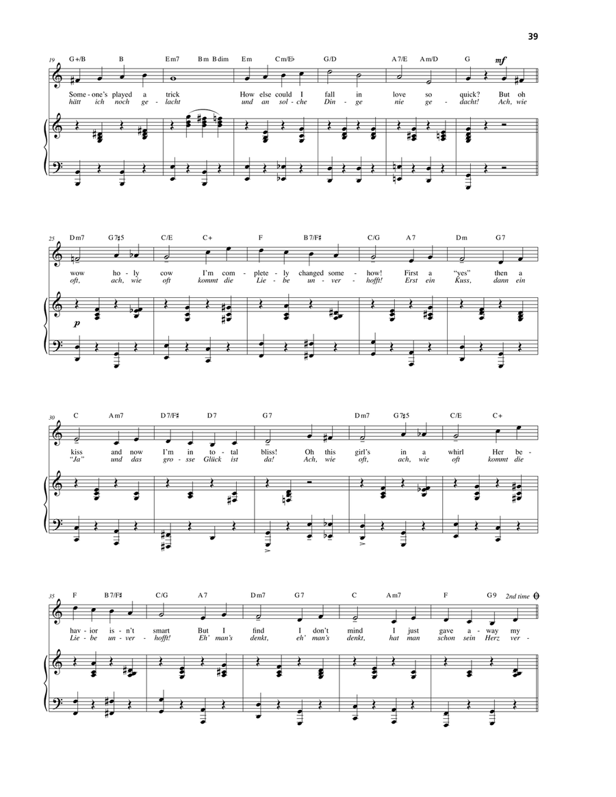 Head Over Heels (Ach, wie oft kommt die Liebe unverhofft!) Piano, Vocal, Guitar scores gallery preview page 2