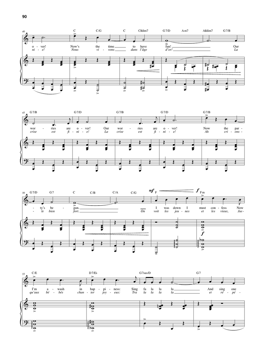 Our Worries Are Over (La Crise Est Finie) Piano, Vocal, Guitar scores gallery preview page 3