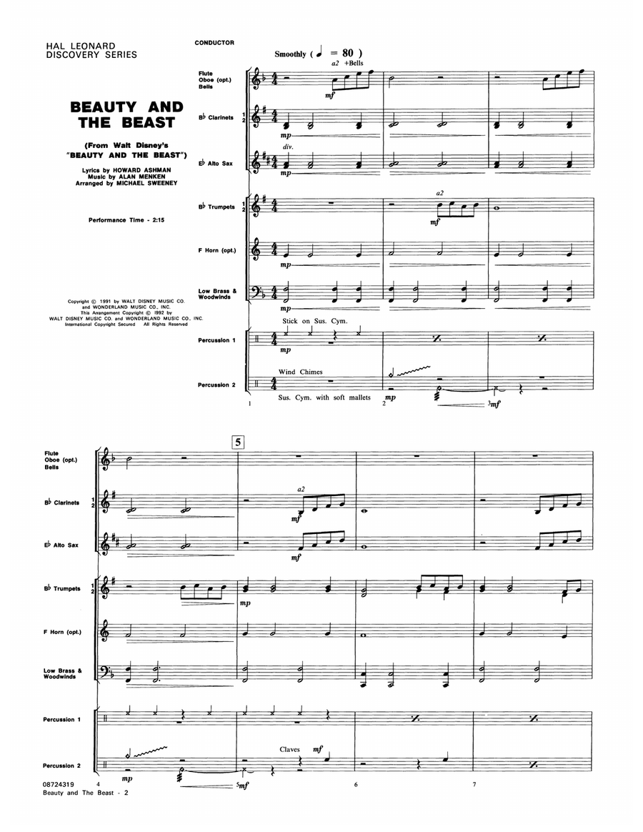 Beauty And The Beast (arr. Michael Sweeney) - Full Score Concert Band scores gallery preview page 2