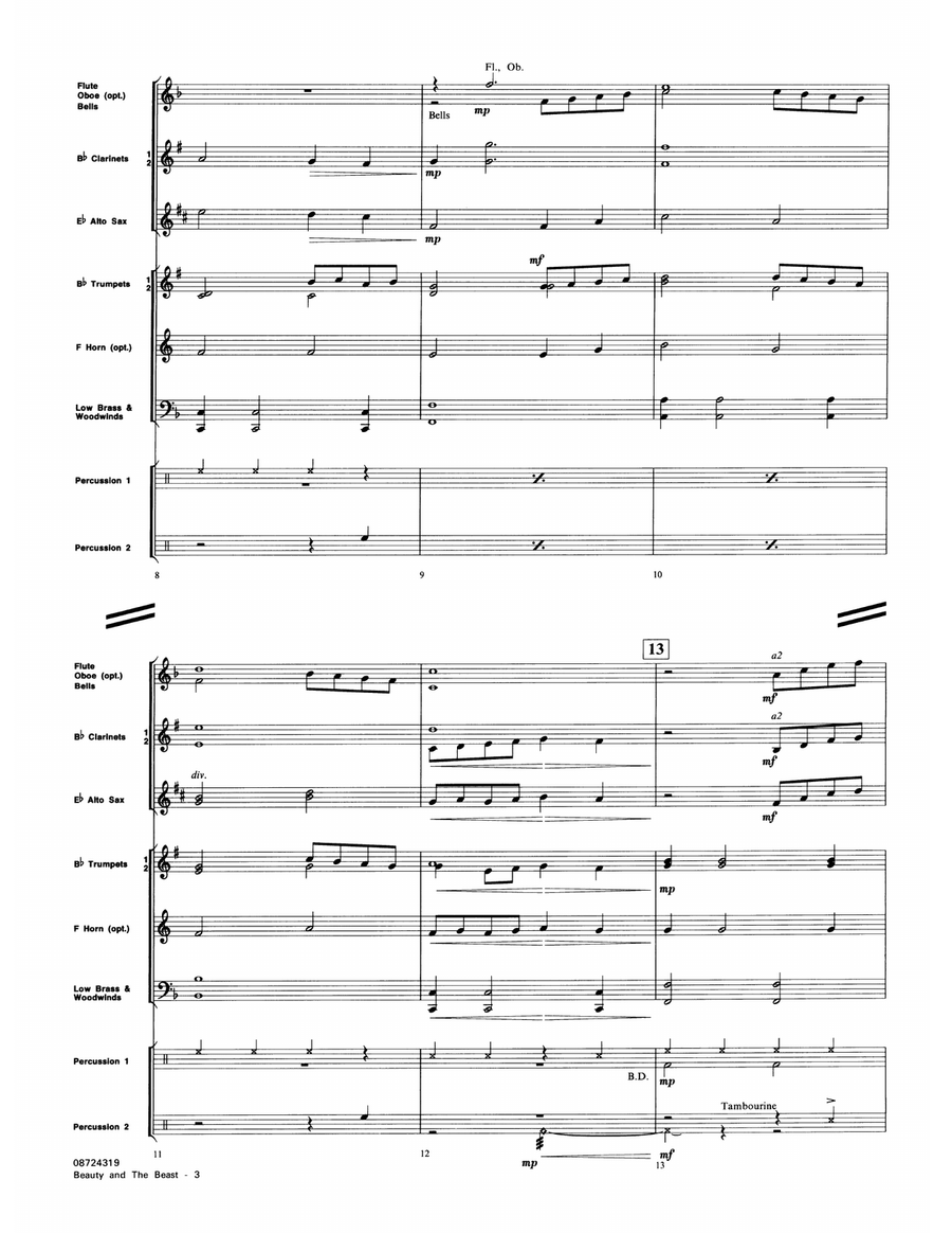 Beauty And The Beast (arr. Michael Sweeney) - Full Score Concert Band scores gallery preview page 3