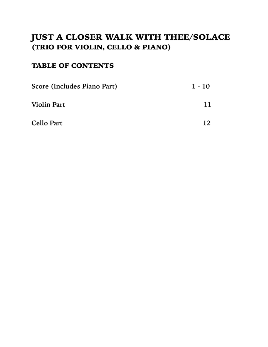 Just a Closer Walk with Thee / Solace (Piano Trio in G major): Violin, Cello and Piano Piano Trio scores gallery preview page 4