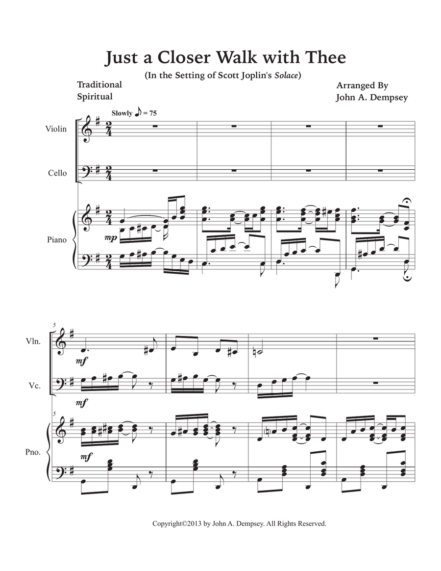 Just a Closer Walk with Thee / Solace (Piano Trio in G major): Violin, Cello and Piano Piano Trio scores gallery preview page 5